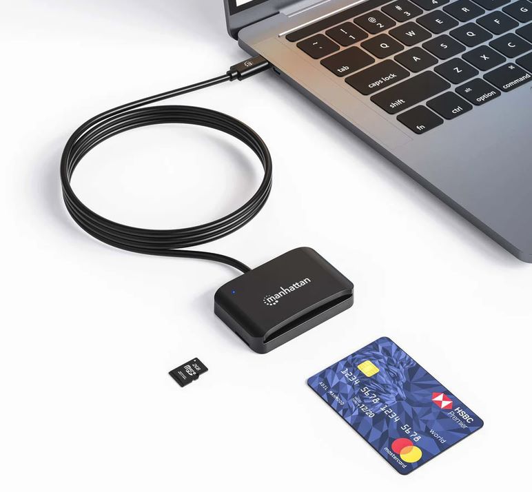 Čitač pametnih kartica MANHATTAN USB C, MicroSD čitač, 102742