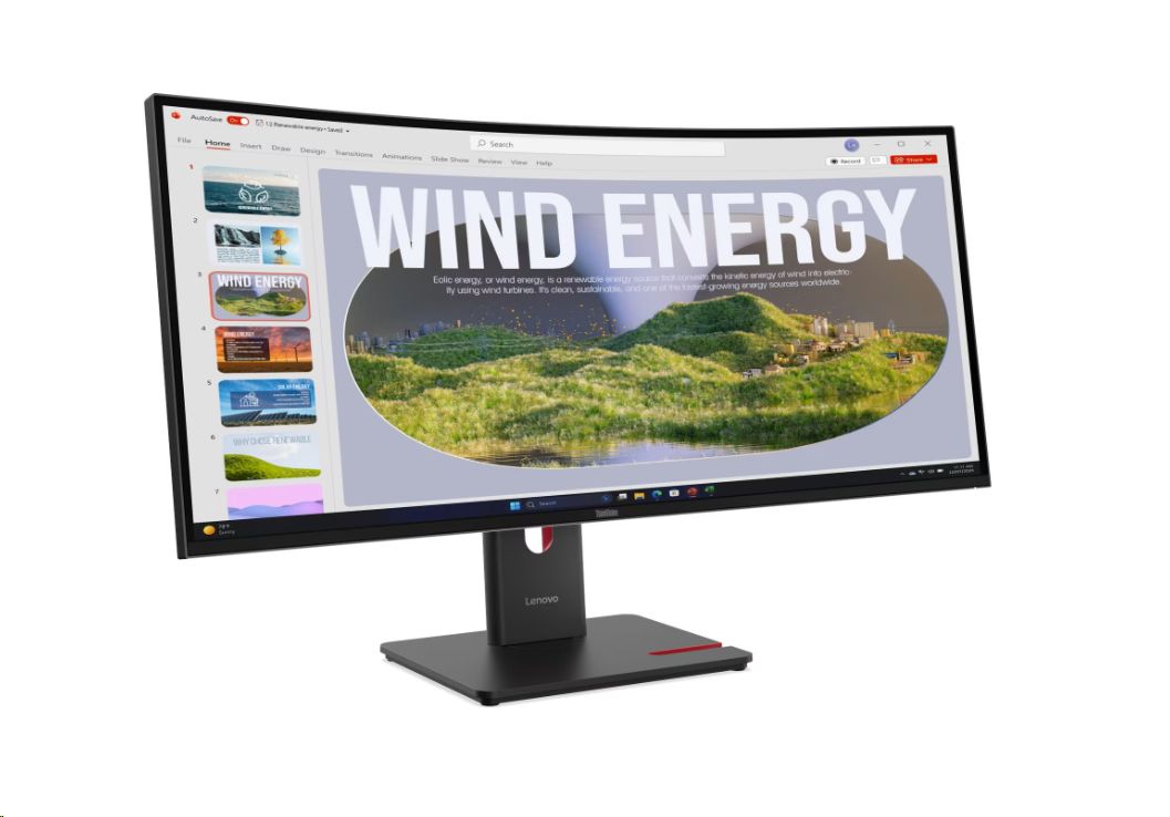 Monitor Lenovo ThinkVision T34WD-40, 64AEGAT1EU, 34" WQHD VA, HDMI, DP, USB-C, curved, 36mj