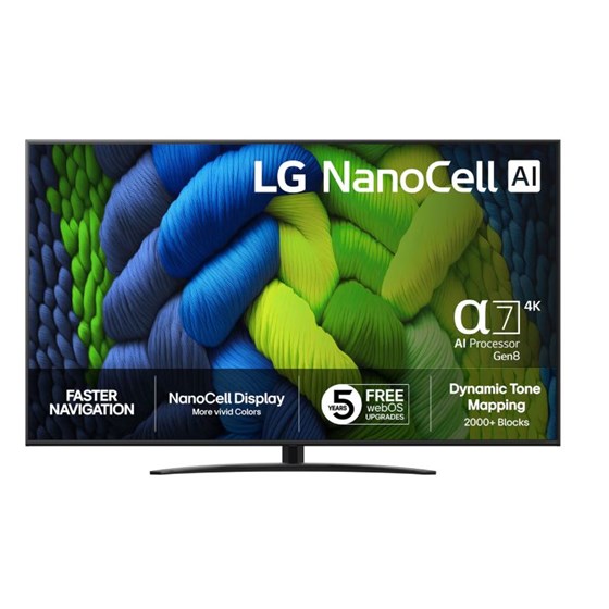 TV LG 75NANO82A6B, 75" 4K UHD, NanoCell, Smart TV, 75NANO82A6B.AEU