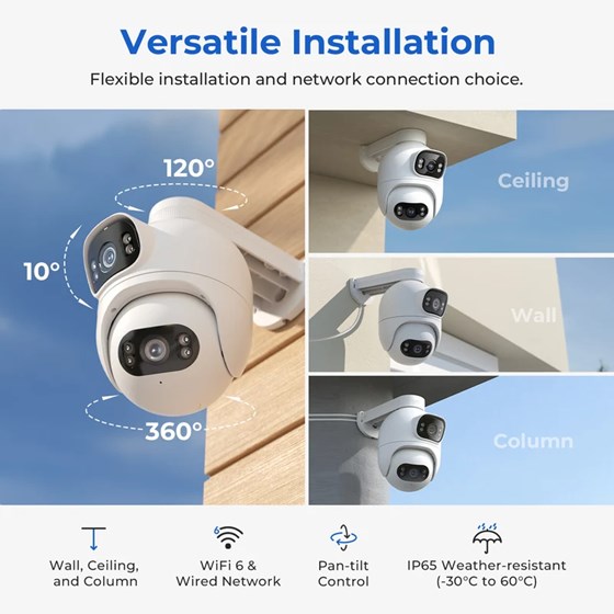Imilab EC6 Dual Smart WiFi 6  sigurnosna kamera, vanjska, 2K×2K, 3MP×2, Color Night Vision, LAN, IP66, Mi Home/Xiaomi