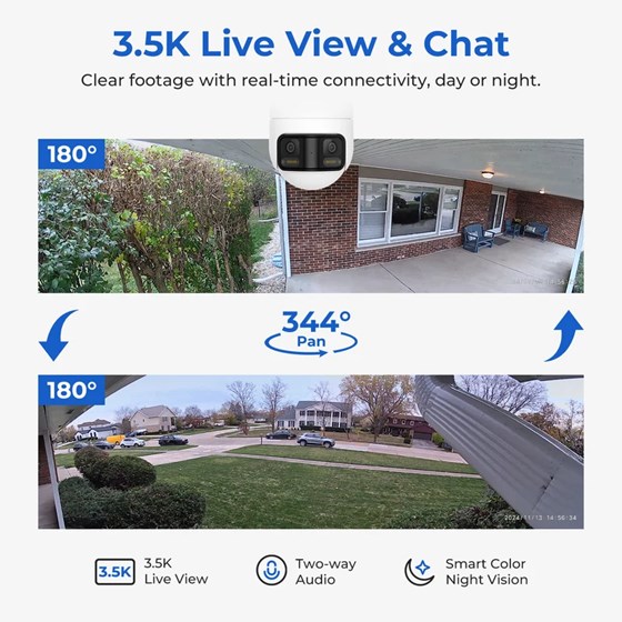 Imilab EC6 Panorama Smart WiFi 6  sigurnosna kamera, vanjska, 3.5K, 3MP×2, 180° Panoramic View, Color Night Vision, LAN, IP66, Mi Home/Xiaomi, Alexa & Google Assistant