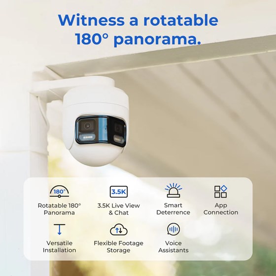 Imilab EC6 Panorama Smart WiFi 6  sigurnosna kamera, vanjska, 3.5K, 3MP×2, 180° Panoramic View, Color Night Vision, LAN, IP66, Mi Home/Xiaomi, Alexa & Google Assistant