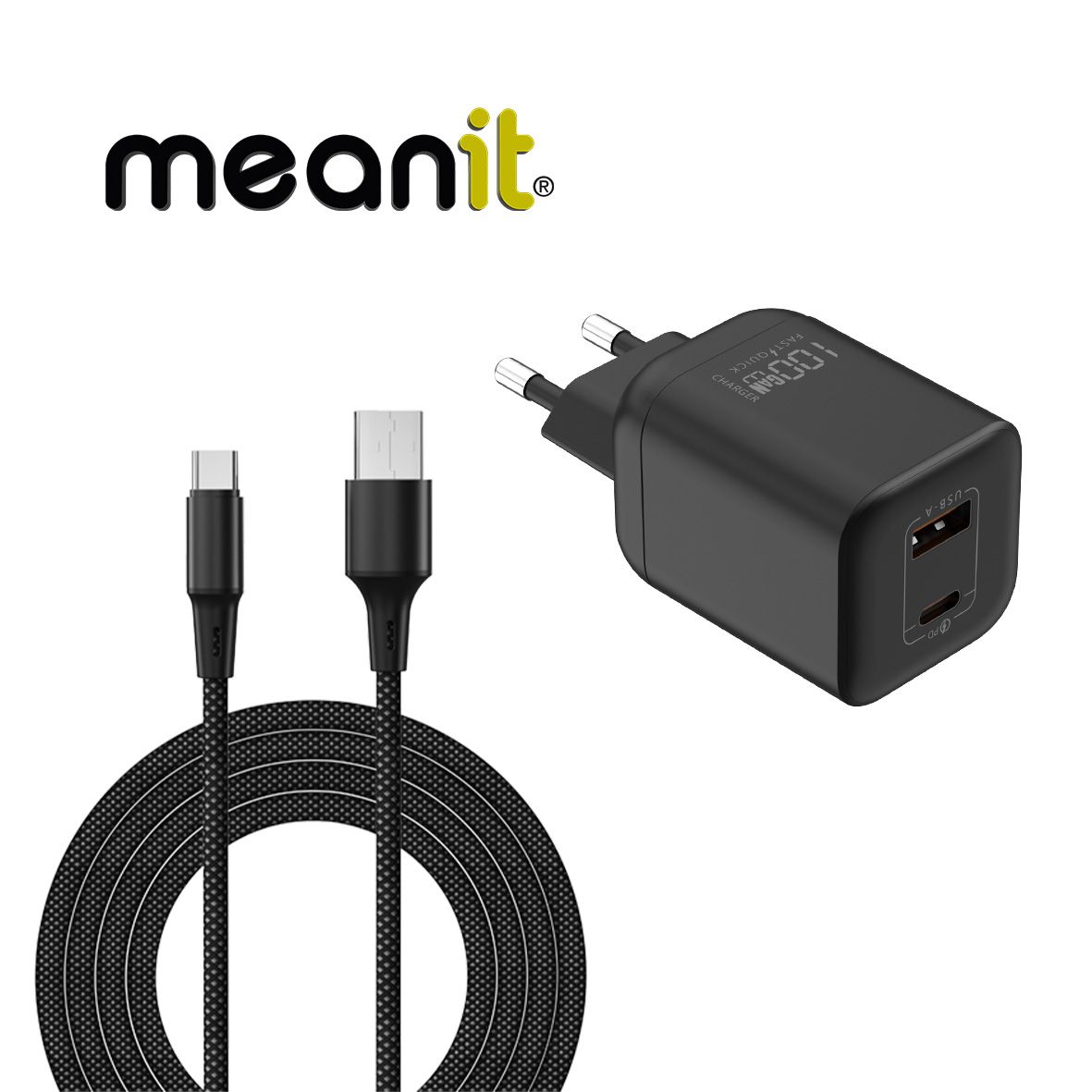 MEANIT KUĆNI BRZI PUNJAČ ZA IPHONE I ANDROID 100W SA KABELOM 1.2M