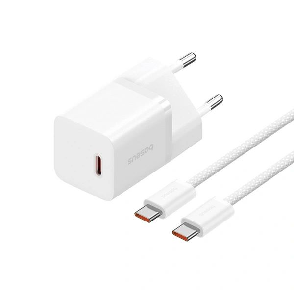 Univerzalni punjač za smartphone/tablet Baseus 30W GaN5 + USB C kabel 1m, bijeli