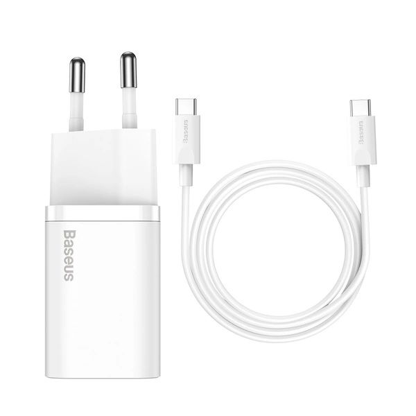 Univerzalni punjač za smartphone/tablet Baseus Si 25W + USB C kabel 1m, bijeli