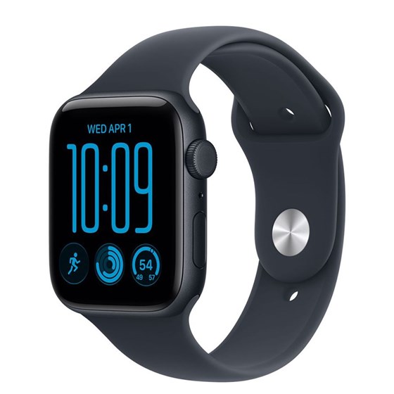 Apple Watch SE3 v2 GPS 44mm Midnight Aluminium Case with Navy Blue Sport Band - S/M