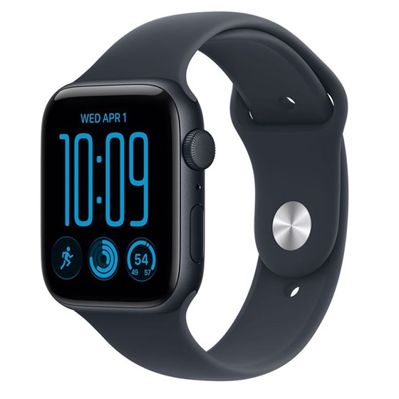 Apple Watch SE3 v2 Cellular 44mm Midnight Aluminium Case with Navy Blue Sport Band - M/L