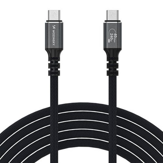 Kabel USB C - USB C 4K 144Hz / 8K 60Hz (DisplayPort Alt mode), 240W 40Gb/s (USB 4), 2m, Wozinsky WPS-UY42S, crni