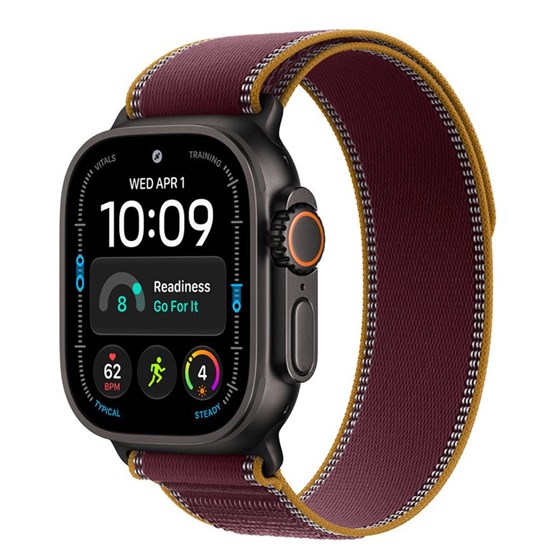 Apple Watch Ultra 4 Cellular 49mm Black Titanium Case with Burgundy Trail Loop - S/M