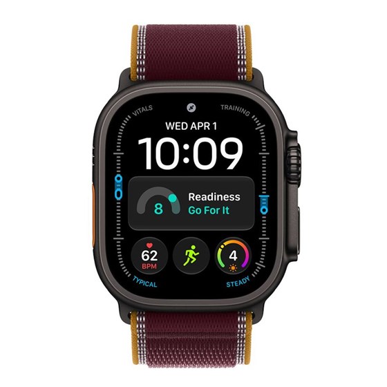 Apple Watch Ultra 4 Cellular 49mm Black Titanium Case with Burgundy Trail Loop - S/M