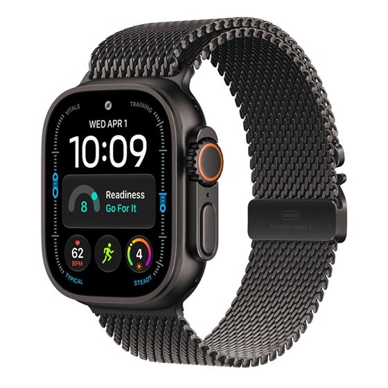 Apple Watch Ultra 4 Cellular 49mm Black Titanium Case with Black Titanium Milanese Loop - S