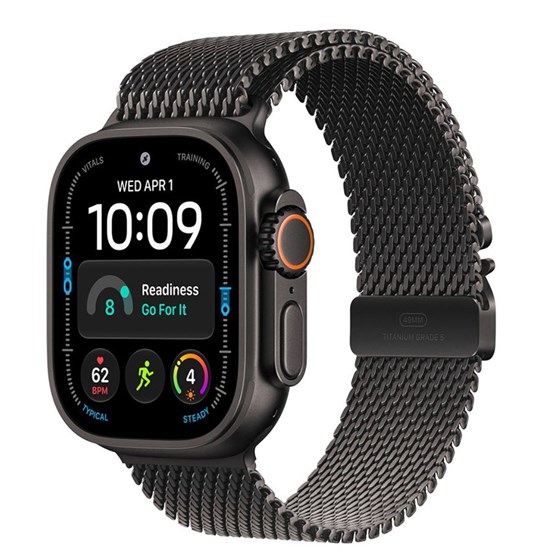 Apple Watch Ultra 4 Cellular 49mm Black Titanium Case with Black Titanium Milanese Loop - M