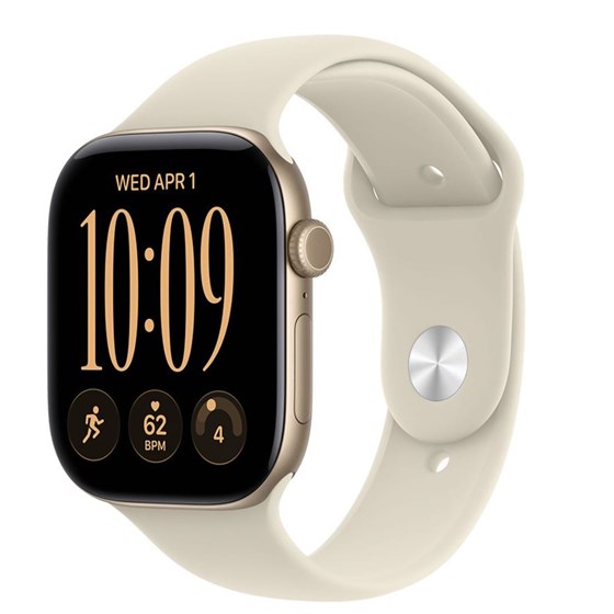 Apple Watch S12 Cellular 46mm Light Gold Aluminium Case with Sand Sport Band - S/M