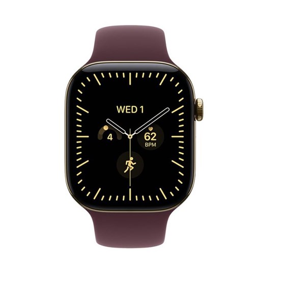 Apple Watch S12 Cellular 42mm Radiant Gold Titanium Case with Burgundy Sport Band - S/M