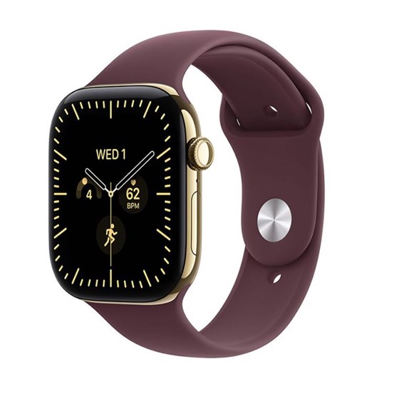 Apple Watch S12 Cellular 42mm Radiant Gold Titanium Case with Burgundy Sport Band - M/L