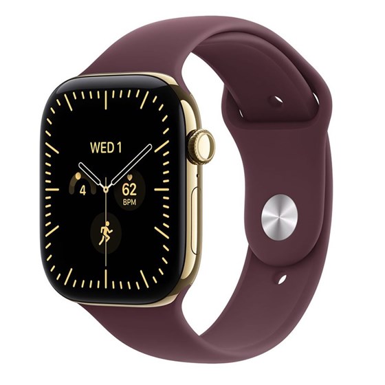 Apple Watch S12 Cellular 46mm Radiant Gold Titanium Case with Burgundy Sport Band - S/M