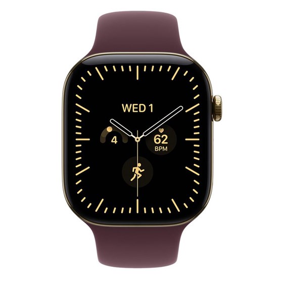 Apple Watch S12 Cellular 46mm Radiant Gold Titanium Case with Burgundy Sport Band - S/M