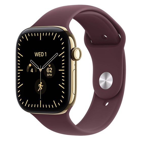 Apple Watch S12 Cellular 46mm Radiant Gold Titanium Case with Burgundy Sport Band - M/L
