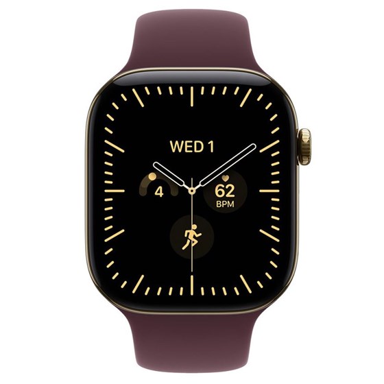 Apple Watch S12 Cellular 46mm Radiant Gold Titanium Case with Burgundy Sport Band - M/L