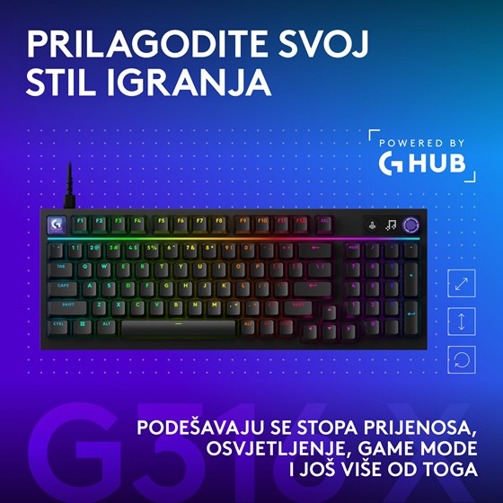 Tipkovnica Logitech G316 X 98 Crna