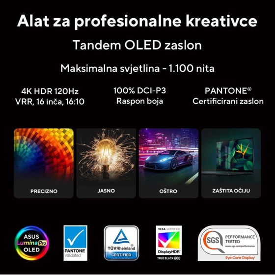 Asus ProART P16 OLED H7607BA-SE004X, 90NB16A1-M009A0, 16" UHD+ (3840 x 2400, WQUXGA) OLED 16:10 Touchscreen, NVIDIA RTX Spark N1X, 64GB RAM, 1TB SSD, W11P, nVidia Blackwell RTX GPU