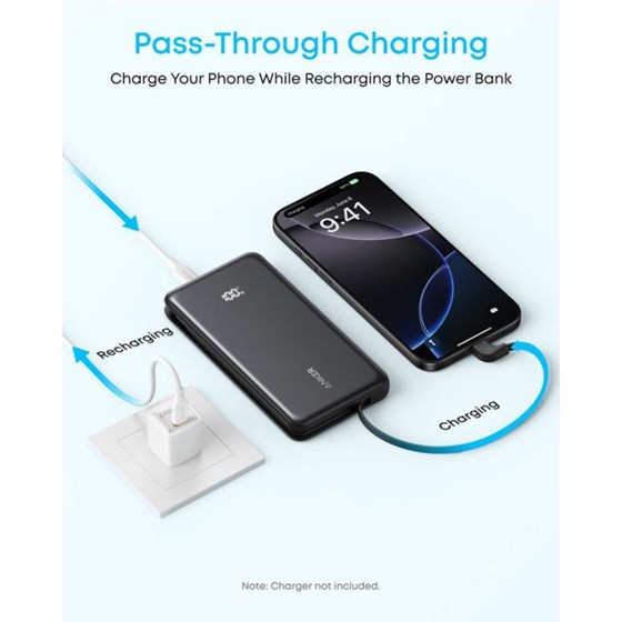 Anker Zolo Powerbank 10.000 mAh, 22.5W sa ugrađenim kablom USB-C, crni