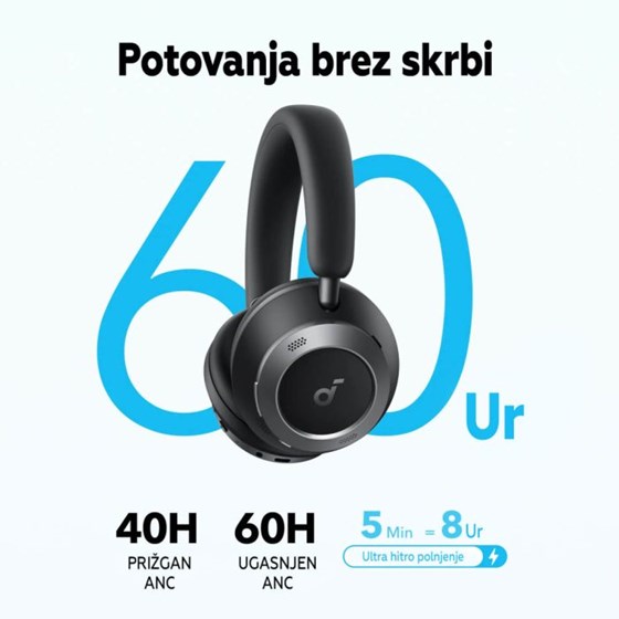Anker Soundcore Space One Pro naglavne bežične slušalice, crne
