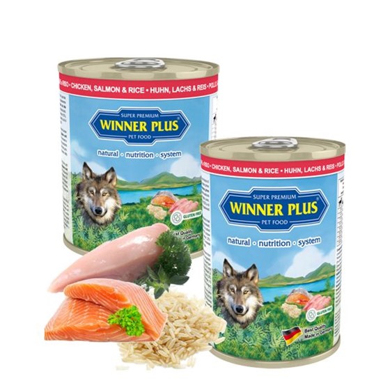 WP piletina & losos & riža WINNER PLUS KONZERVE 400g bez glutena