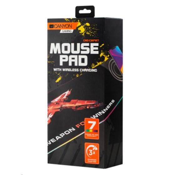 Gaming Mouse Mat with wireless charger, with RGB LED (ČIŠĆENJE ZALIHA) P/N: CND-CMPW7