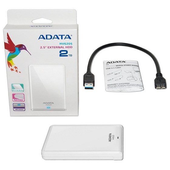 HDD Eksterni 2TB Adata Classic HV620S Slim Bijeli 2.5" USB 3.1 5400rpm 8MB P/N: AHV620S-2TU3-CWH