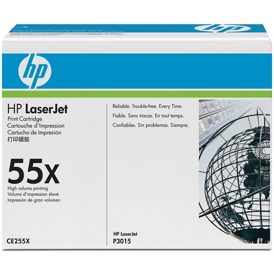 Toner HP LaserJet 55X Black P/N: CE255X