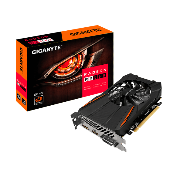 Grafička kartica VGA Gigabyte Radeon RX560 OC 4GB 1x DVI 1x HDMI 1x DispšlayPort P/N: GV-RX560OC-4GD