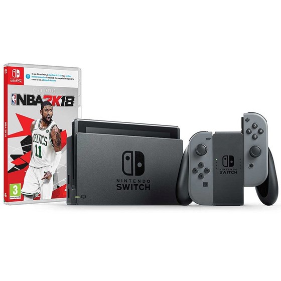 Nintendo Switch Console Grey JoyCon + NBA 2K18 P/N NSCGNBA2K18SW 0