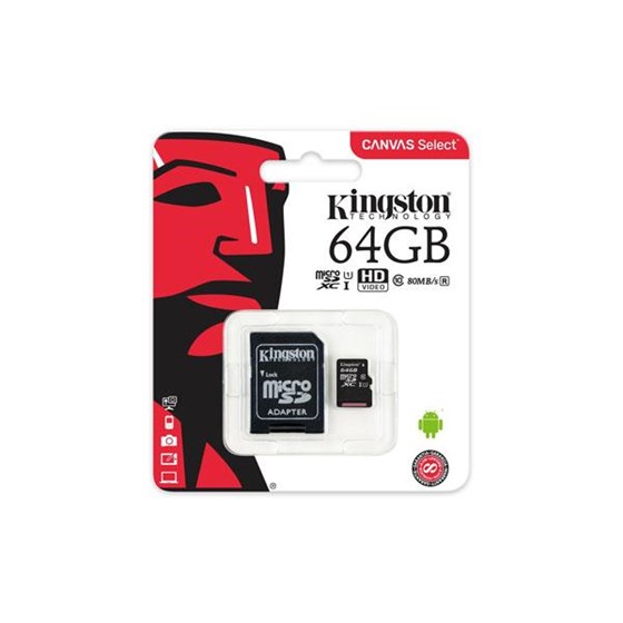 Memorija microSDHC 64GB Kingston UHS-I Class 10 + adapter P/N: SDCS/64GB