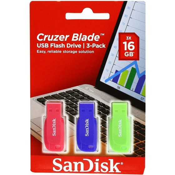 Memorija USB 2.0 Stick 16GB Sandisk Cruzer Blade (3 kom.) P/N: SDCZ50C-016G-B46T 