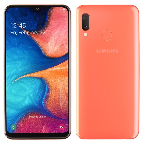 Smartphone Samsung Galaxy A20e DS Narančasti Exynos 7884 Octa-core 1.60GHz 3GB 32GB 5.8" Android 9.0 3G 4G NFC WiFi Bluetooth 5.0 P/N: SM-A202FZODSIO