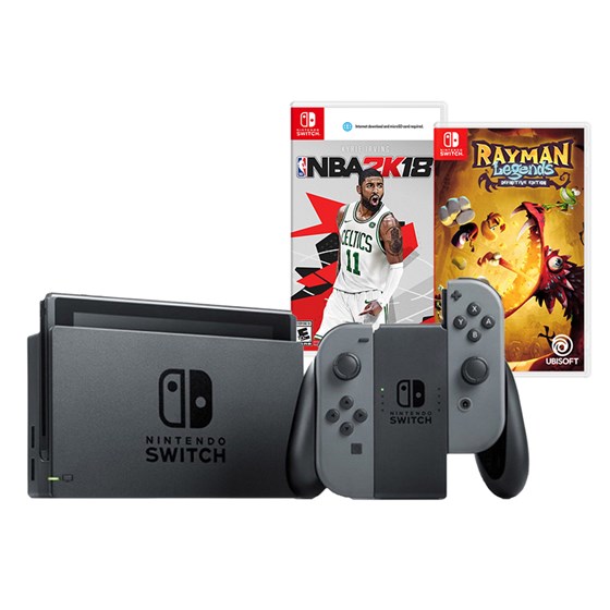Nintendo Switch Console - Grey Joy-Con + NBA 2K18 + Rayman Legends Definitive Edition P/N: NSGCNBA2K18RAYLEDESW