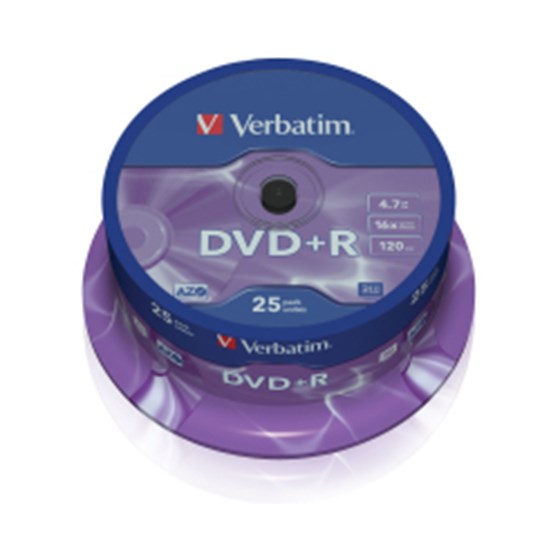 Medij Verbatim DVD+R 4.7GB 16x Spindle 25kom P/N: V043500