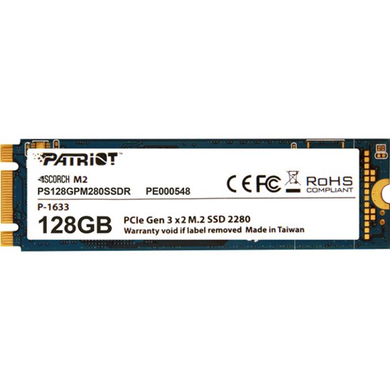 SSD 128GB Patriot Scorch M.2 2280 PCIe NVMe Gen3 x2 P/N: PS128GPM280SSDR