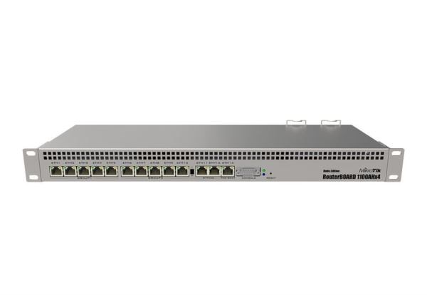 MikroTik RB1100AHx4 Dude Edition Router, 1GB RAM, 13xG-LAN, 60GB M.2, RouterOS L6, 1U rackmount
