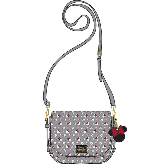 LOUNGEFLY DISNEY MINNIE SM GREY AOP XBODY BAG
