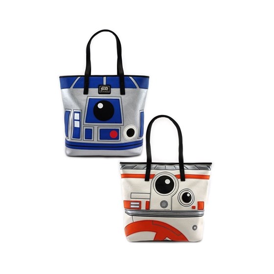 LOUNGEFLY STAR WARS R2D2 BB8 2 SIDED BIG FACE TOTE BAG
