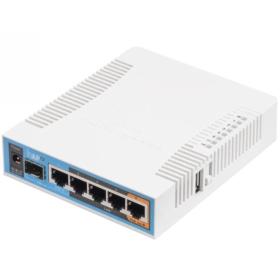MikroTik hAP ac, Dual concurrent triple chain 2.4/5GHz AP, 802.11ac/a/n/b/g, Five Gigabit Ethernet ports, PoE-out on port 5, SFP, USB for 3G/4G support or storage,  MIK-HAP AC