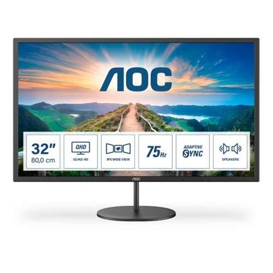 Monitor AOC Q32V4, 31.5" QHD, IPS, 75Hz 4ms, HDMI, DP, Zvučnici, Crni