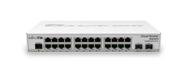 MikroTik Cloud Router Switch CRS326-24G-2S+IN, 512MB RAM, 24xG-LAN, 2xSFP+, RouterOS L5 or SwitchOS (dual boot), desktop case