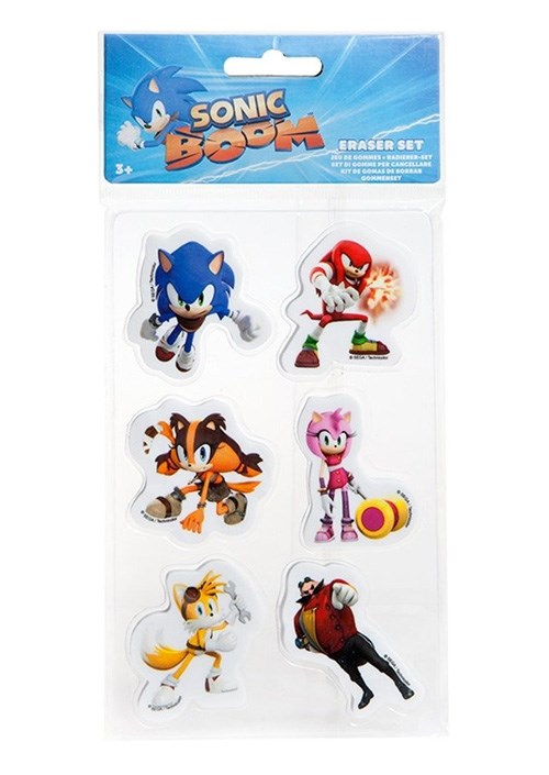 SONIC BOOM 6PCE ERASER PACK POLYBAG/HEADER