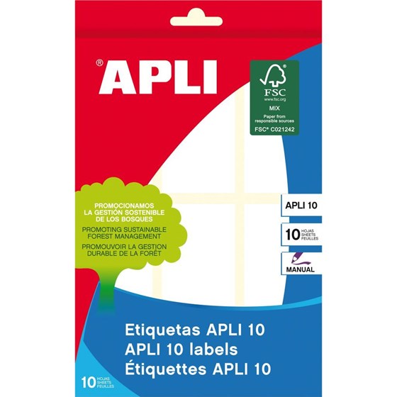 Naljepnica Apli 34x67mm za ručni ispis bijela 10L 1651