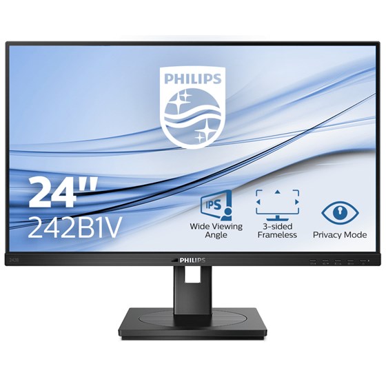 Monitor Philips 242B1V/00, 242B1V/00, 23.8" Full HD IPS, 75Hz, 4ms, HDMI, DP, VGA, DVI-D, Audio In, Audio Out, 4x USB