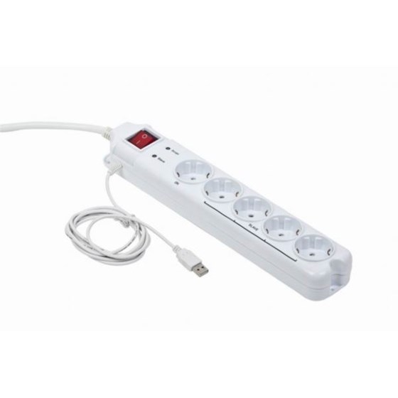 Gembird Surge protector with Master Slave function, white color